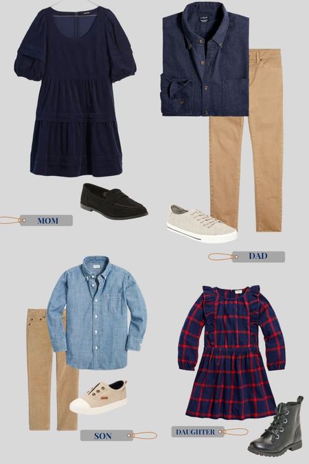 Matching family outfits in navy and red plaid - Jcrew factory Family outfits 

#LTKHoliday #LTKfamily