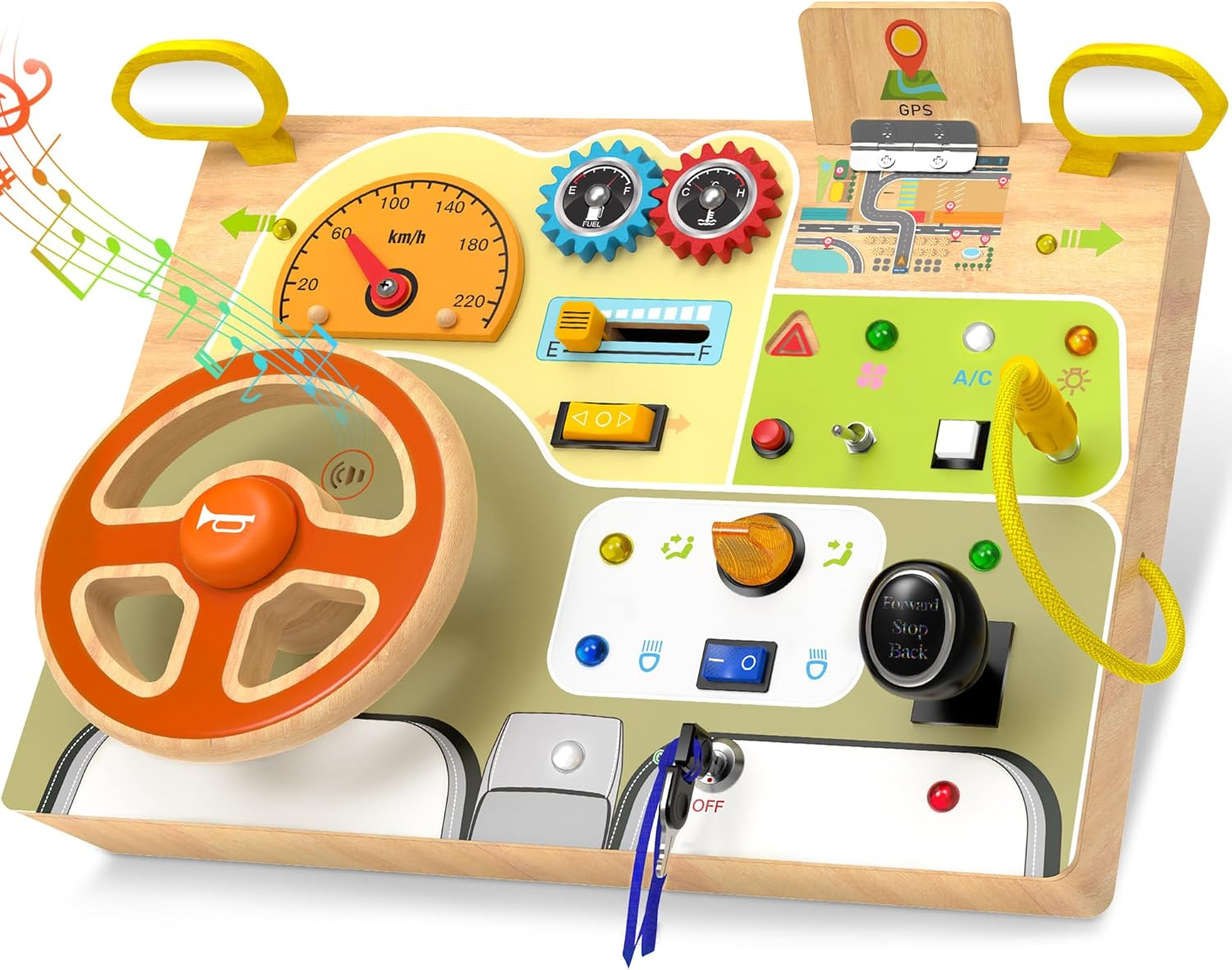 Montessori Toddler Toys - Baby Wooden Busy Board - Sensory Toys with Light Switch - Travel Toys f... | Amazon (US)