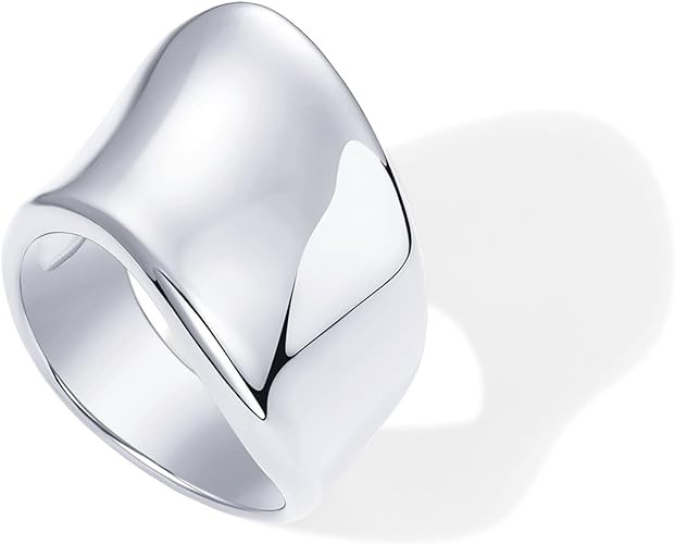 PAVOI 14K Gold Plated Chunky Statement Ring for Women | Stainless Steel Hypoallergenic Wide Stack... | Amazon (US)