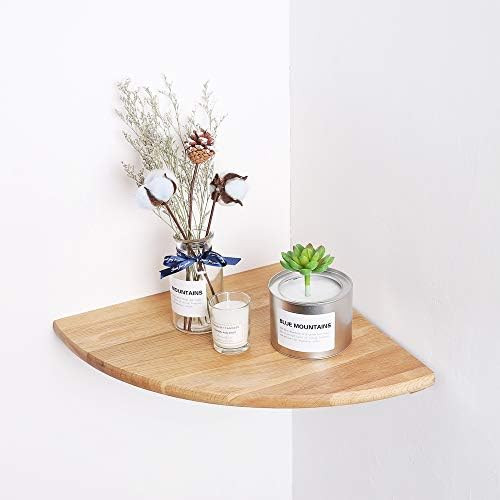 FLYFAIR Wooden Corner Shelf Unit,1 Pcs Round End Oak Wood Hanging Wall Mounted Floating Shelves S... | Amazon (US)