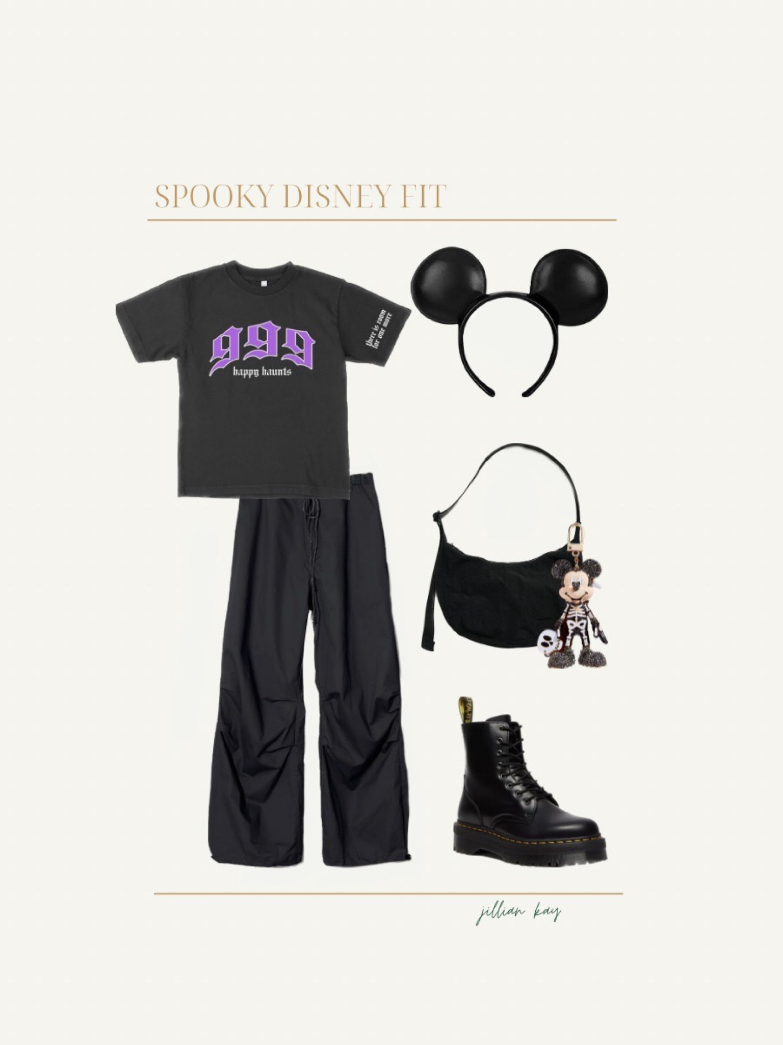 Spooky season disney outfit 🖤

Tee: Adelaide’s Fort code: JKY15
Parachute Pants: One DNA (linked from Amazon) 
Ears: Shop Disney
Bag: Baggu
Skeleton Mickey Keychain: BaubleBar
Shoes: Dr Martens

Ig: @jkyinthesky 

#disney #disneyland #disneystyle #disneyparks #hauntedmansion #docmartens #baggu #disneyootd #disneyoutfit #disneyoutfits #disneyoutfitinspo #disneystyleblog #outfitinspo #disneyhalloween #thatdisneygirl 

#LTKHalloween #LTKstyletip #LTKSeasonal