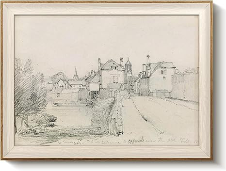 VIYYIEA Wide Framed Oxford Folly Bridge Sketch | Vintage Pencil Drawing Art | Academic & Classica... | Amazon (US)