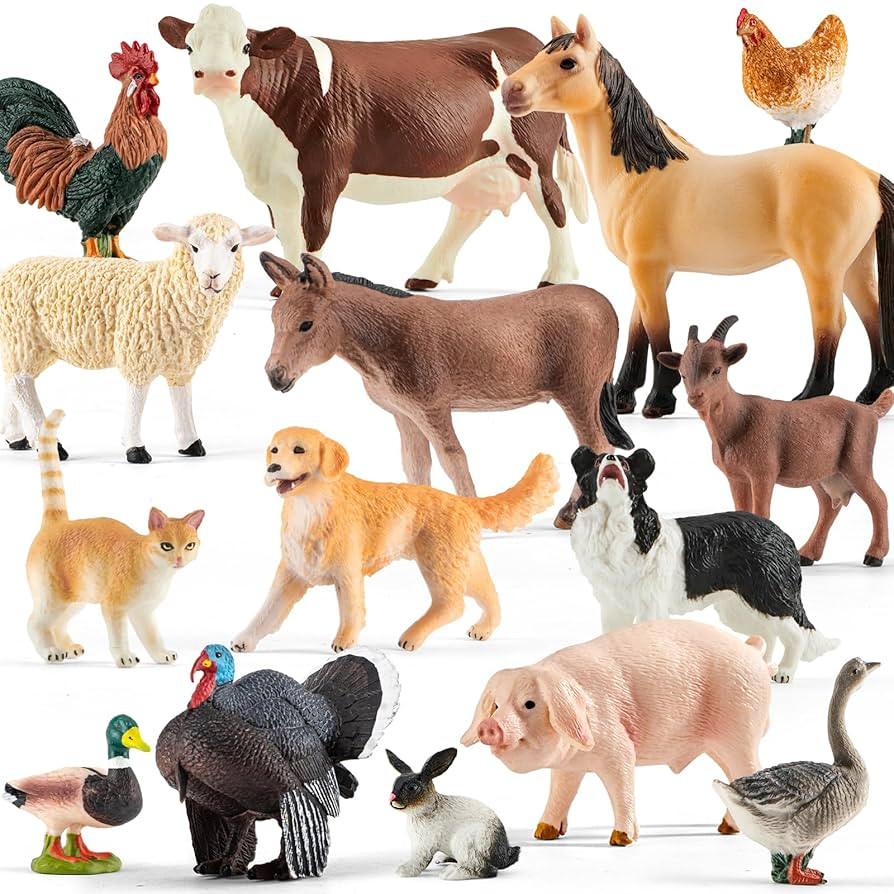 15 Pcs Farm Animal Toy for Toddler Kid, Plastic Toy Farm Animal Figure Set Playset Including Cow ... | Amazon (US)