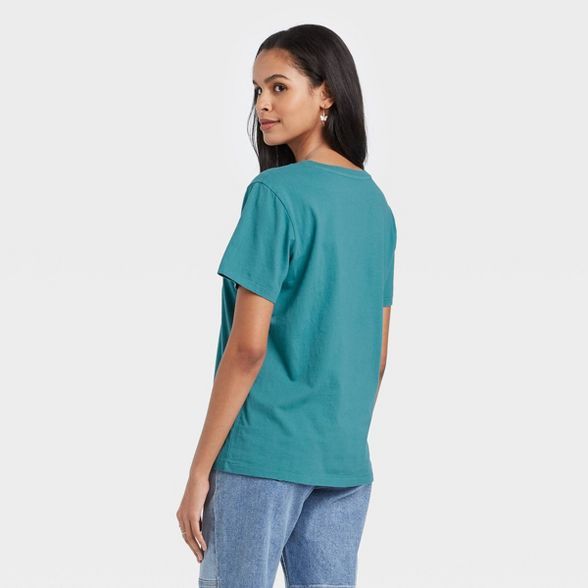 Women's MTV Floral Print Short Sleeve Graphic T-Shirt - Teal | Target
