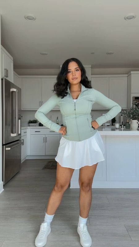love this entire active set from Lululemon! The prettiest mint colored jacket and tenis skirt combo. And the SHOES!!! so comfortable and versatile. Such a perfect activewear outfit for summer! I am size 4 in jacket, skirt 4 and bra 32DDD  

#LTKVideo #LTKFitness #LTKActive