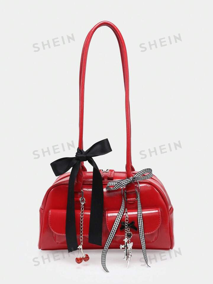 ROMWE Kawaii Women's Vintage Cute Bowknot Tie Cherry Decorated Shoulder Bag Crossbody Bag, Multi-... | SHEIN