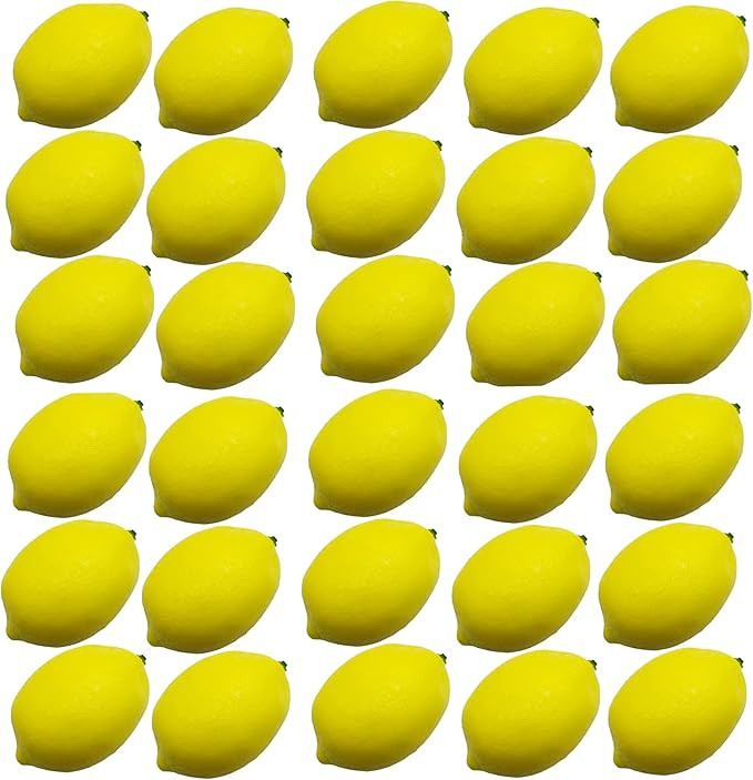 30PCS Faux Yellow Lemons Artificial Fruits Fake Lemons Lifelike Simulation for Lemonade Party Kit... | Amazon (US)
