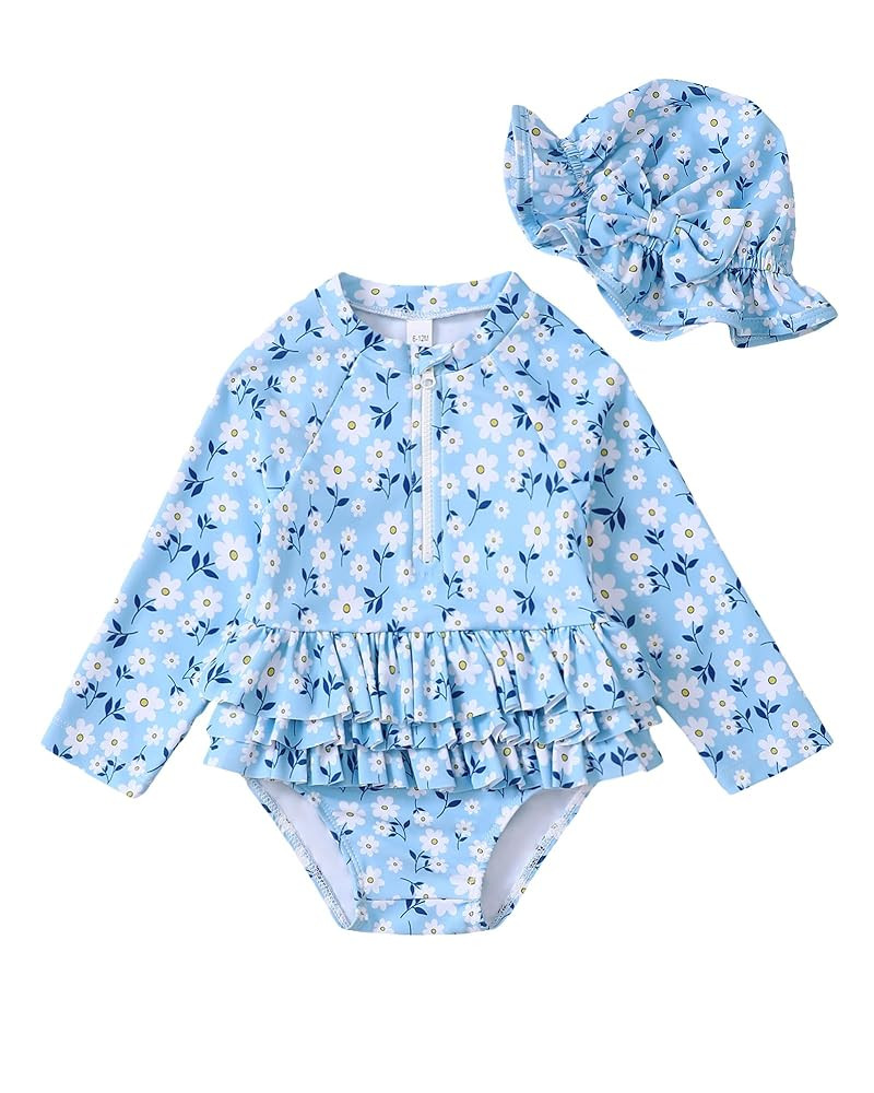 Newborn Baby Girl Swimsuit Toddler Bathing Suit One Piece Ruffle Short Sleeve Baby Swim Suit Infa... | Amazon (US)