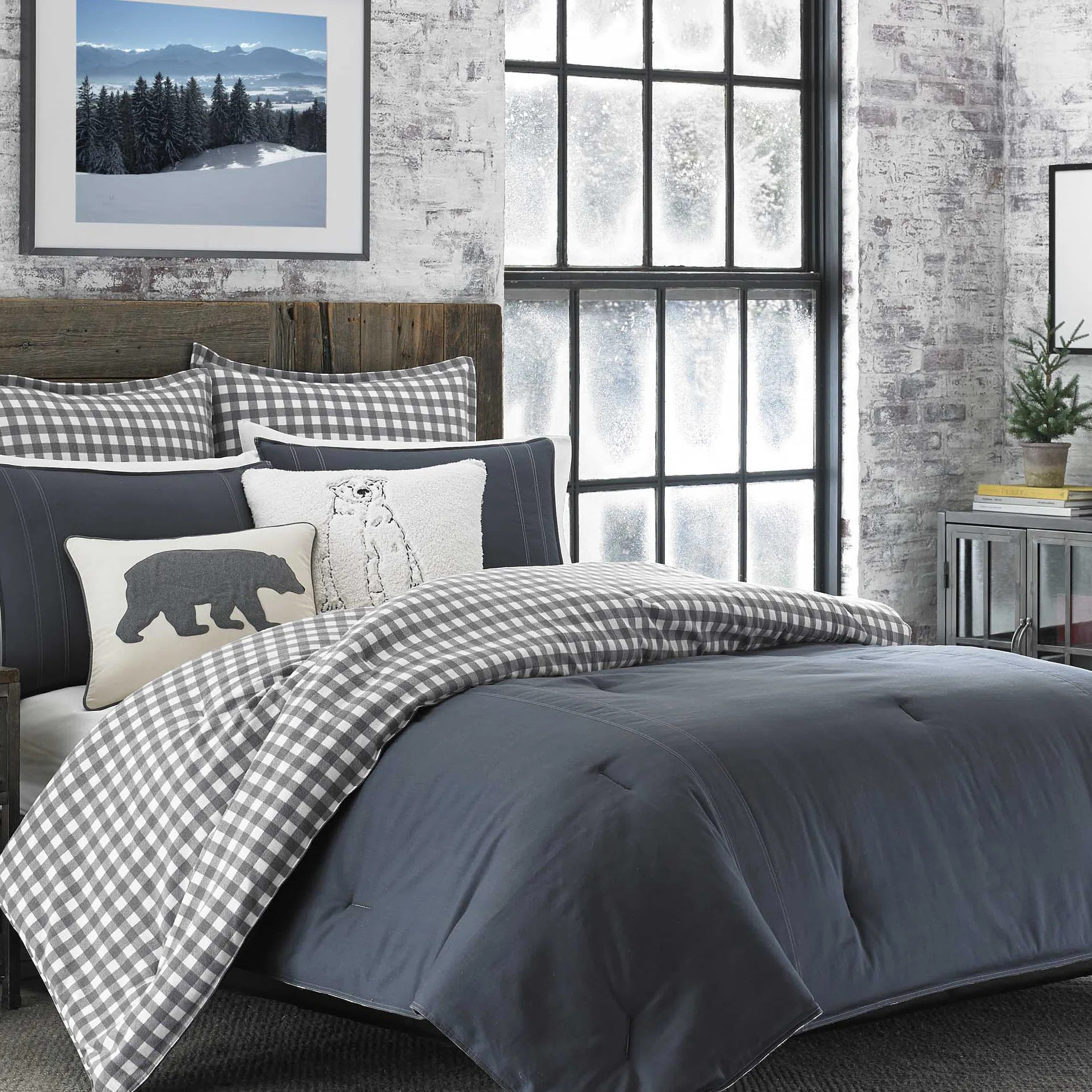 Eddie Bauer Kingston Navy Cotton Reversible Comforter Set & Reviews | Wayfair | Wayfair North America