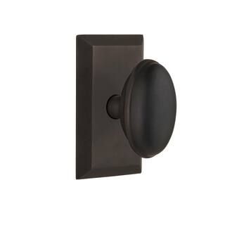 Studio Plate 2-3/4 in. Backset Oil-Rubbed Bronze Privacy Bed/Bath Homestead Door Knob | The Home Depot