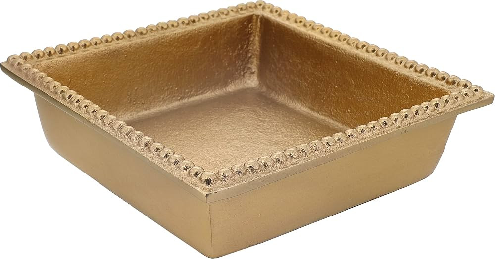 Gold Napkin Holder Beaded Edge Metal Flat Napkin Box - Beverage Cocktail | Amazon (US)