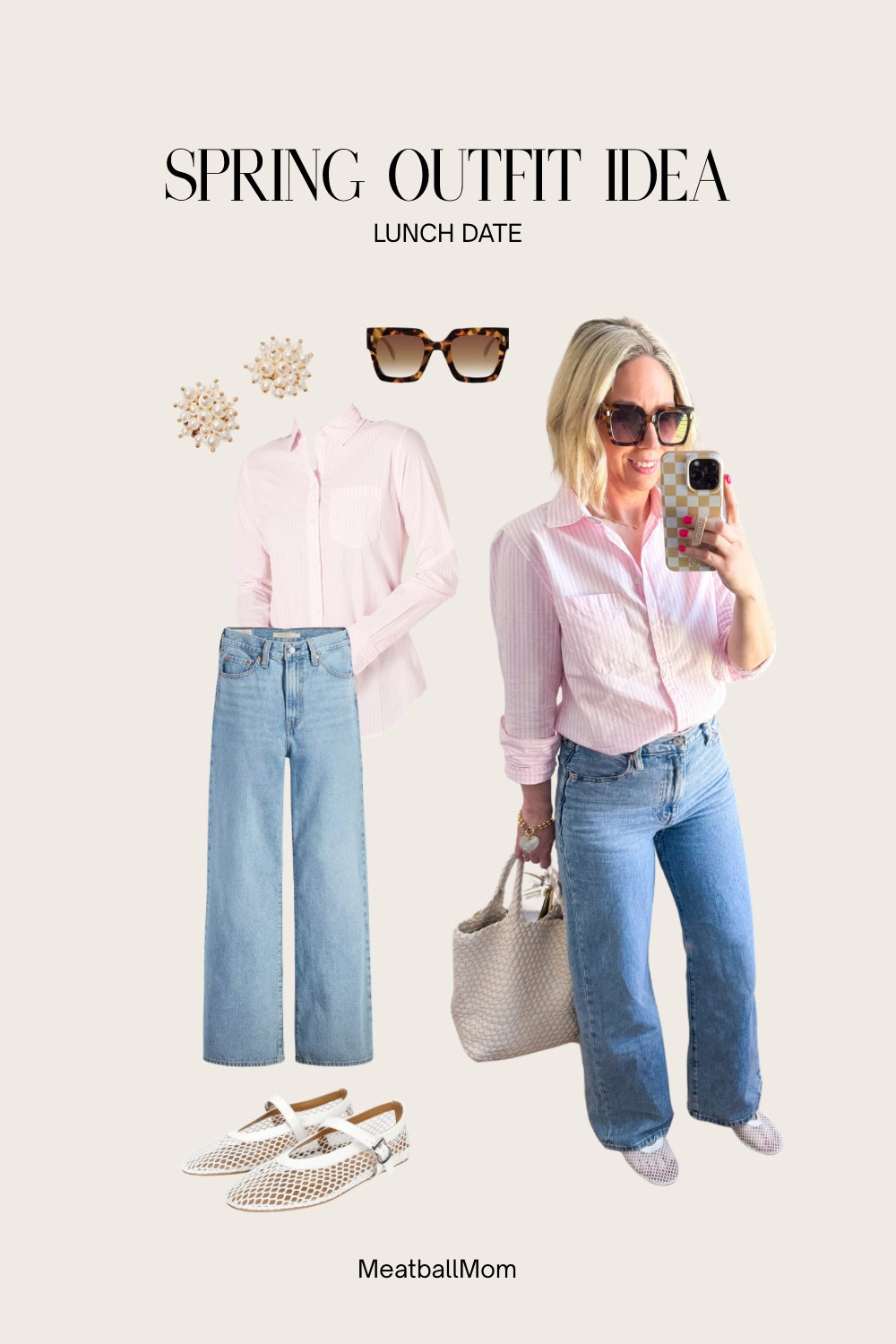 Spring outfit idea

Wide leg jeans true to size

Pink button down shirt - size small and true to size

Brown sunglasses 

Earrings

Mama necklace

Brinier & Eliza bracelet 

White mesh flats - true to size

Woven tote

Amazon finds, Levi’s ribcage wide leg jeans, spring style , #ltkstyletip #ltkfindsunder50 , Spring Fashion #ltkfindsunder100 #ltksalealert 

#LTKBeauty #LTKSeasonal #LTKOver40 #LTKShoeCrush #LTKPetite