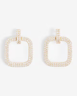 Rhinestone Embellished Mini Doorknocker Earrings | Express