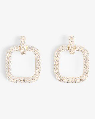 Rhinestone Embellished Mini Doorknocker Earrings | Express