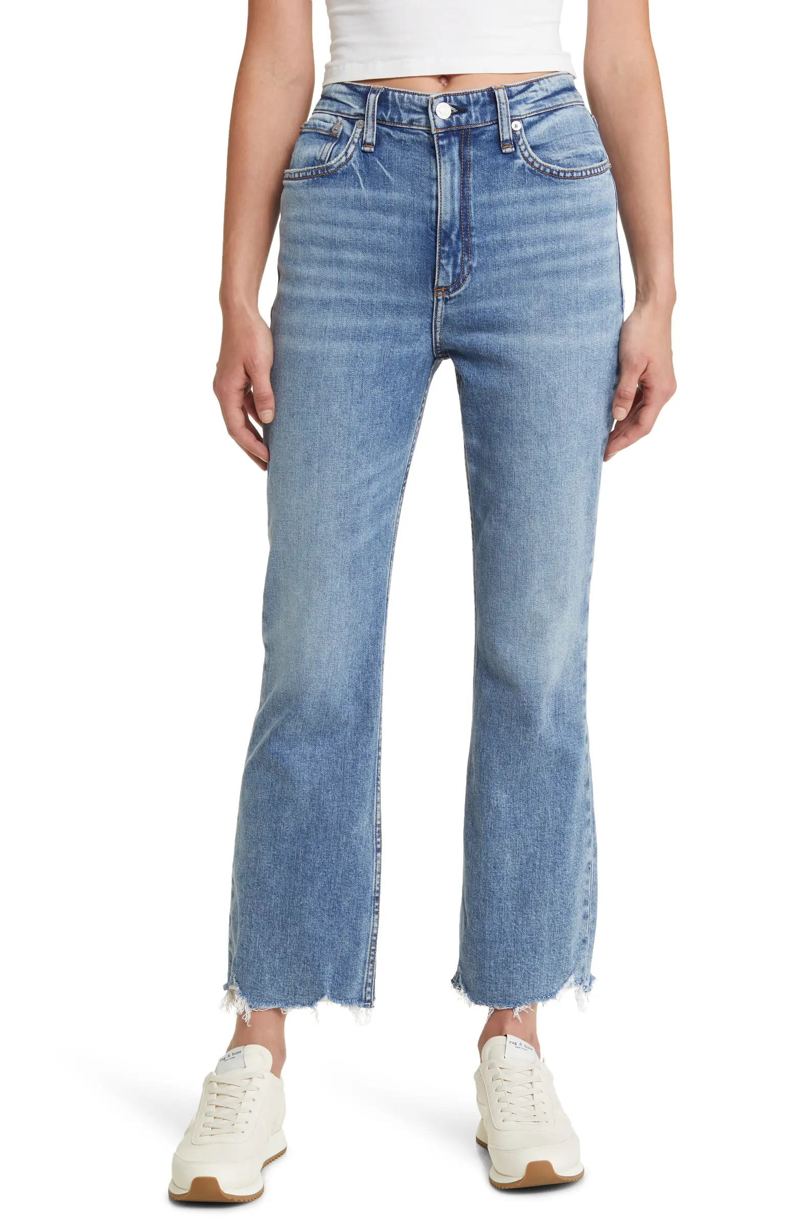 Casey Raw Hem High Waist Ankle Flare Jeans | Nordstrom