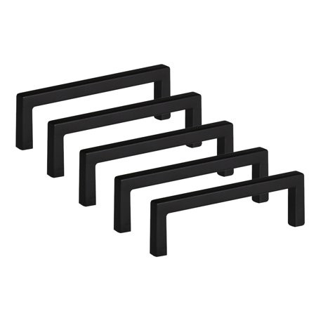 Design House 206524 Portico Modern Square Cabinet Pull 3.8"" Hole Center, 5-Pack, Matte Black | Walmart (US)