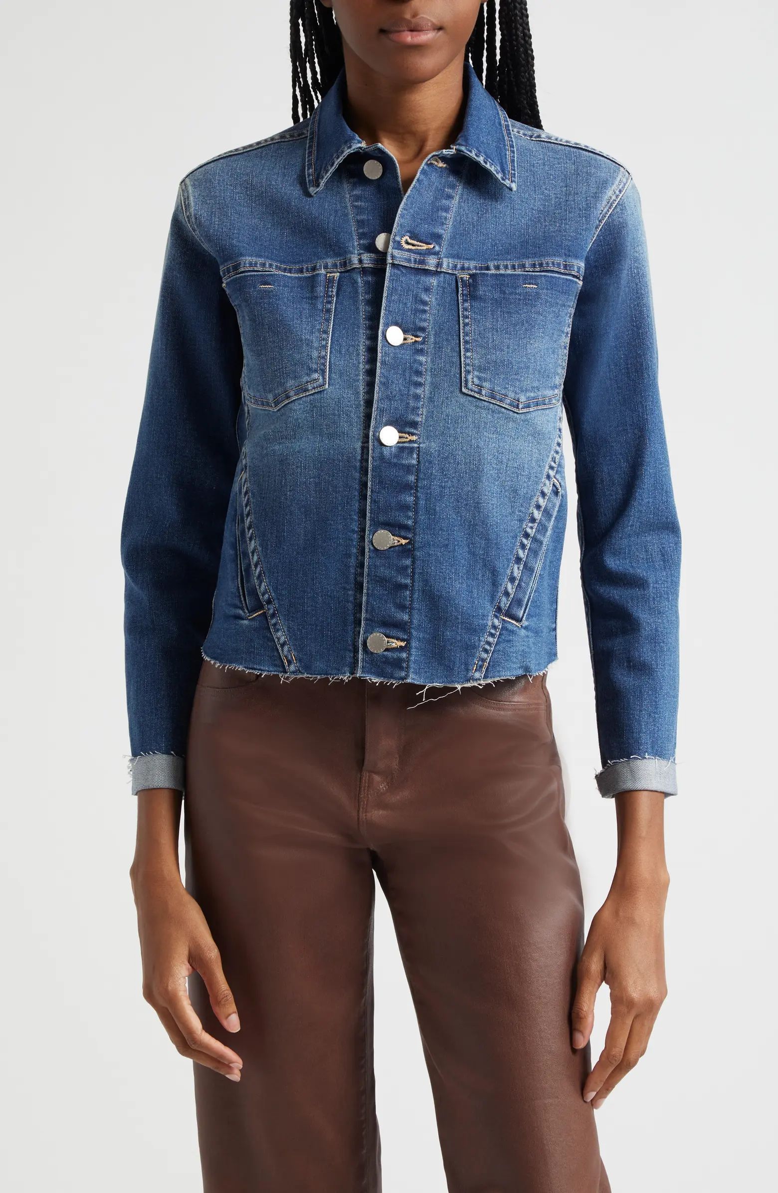 L'AGENCE Janelle Slim Raw Edge Denim Jacket | Nordstrom | Nordstrom