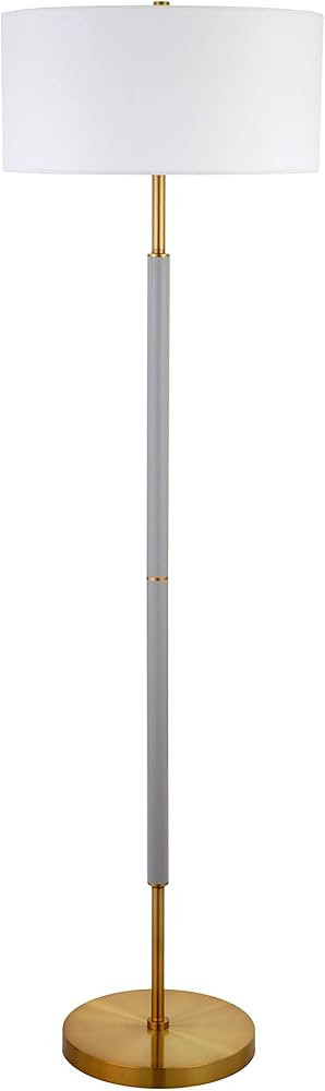 Henn&Hart 2-Light Floor Lamp with Fabric Shade in Cool Gray/Brass/White, Floor Lamp for Home Offi... | Amazon (US)