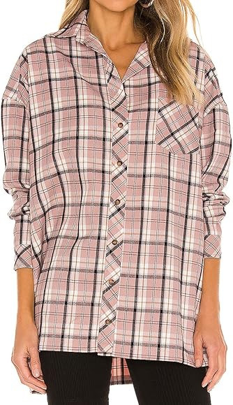 JLCNCUE Women's Classic Long Sleeve Shirt Street Fashion Flannel Plaid Shirt Oversized Tops Blous... | Amazon (CA)