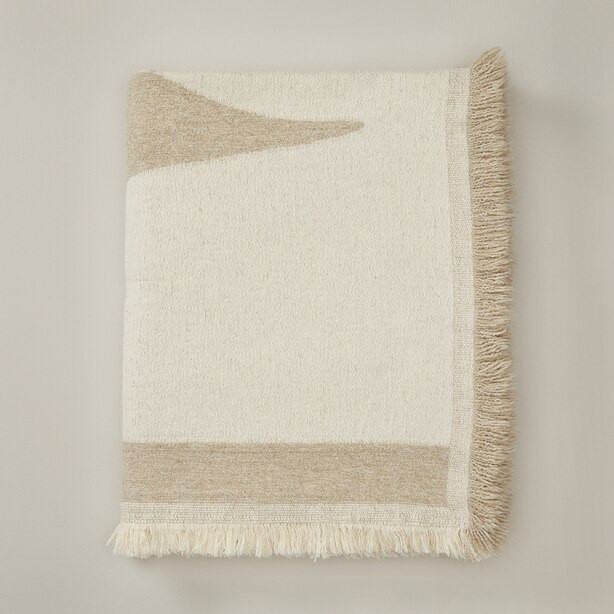 OUI JACQUARD THROW BLANKET IVORY FROND | Indigo (CA)
