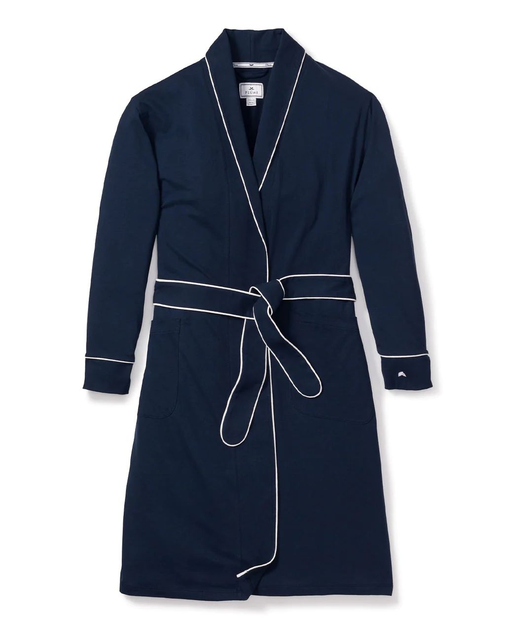 Luxe Pima Cotton Navy Robe | Petite Plume