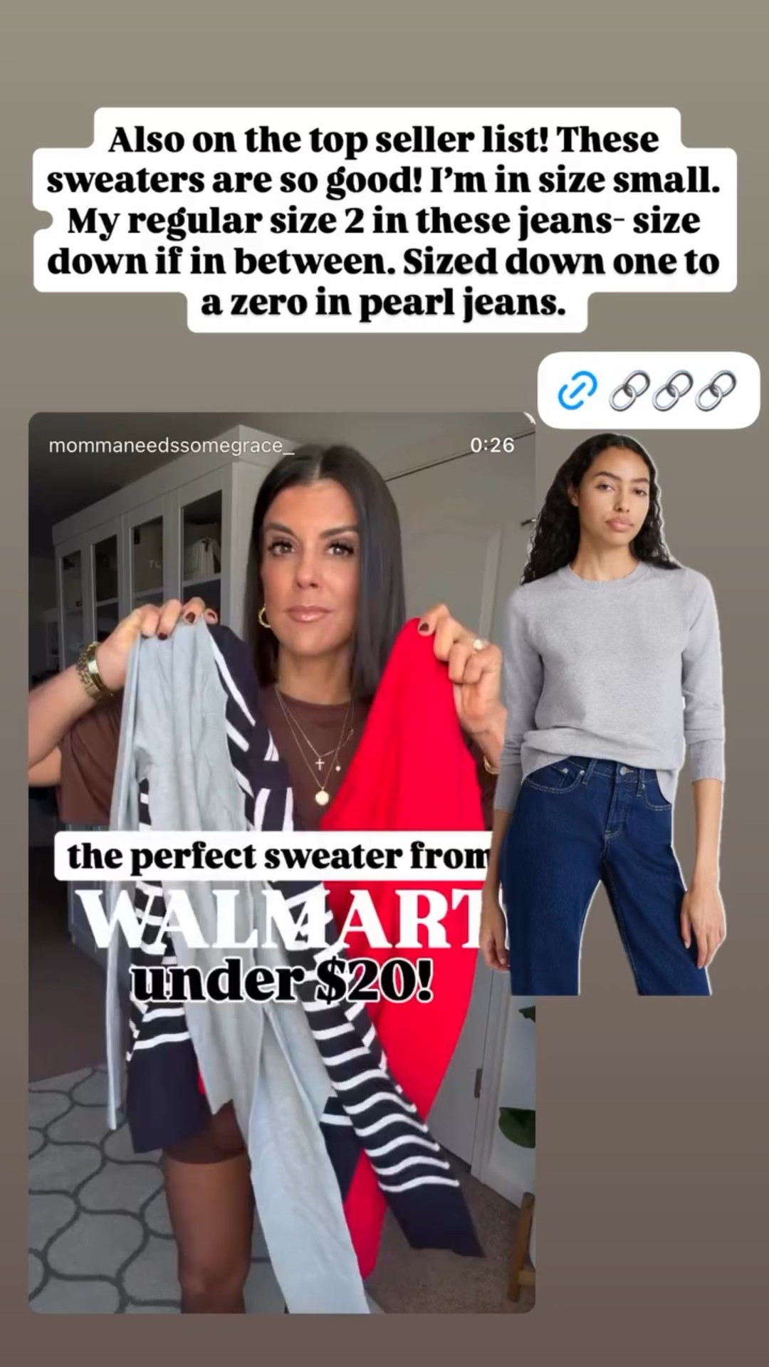 Also on the top seller list! These sweaters are so good! I’m in size small. My regular size 2 in these jeans- size down if in between. Sized down one to a zero in pearl jeans.