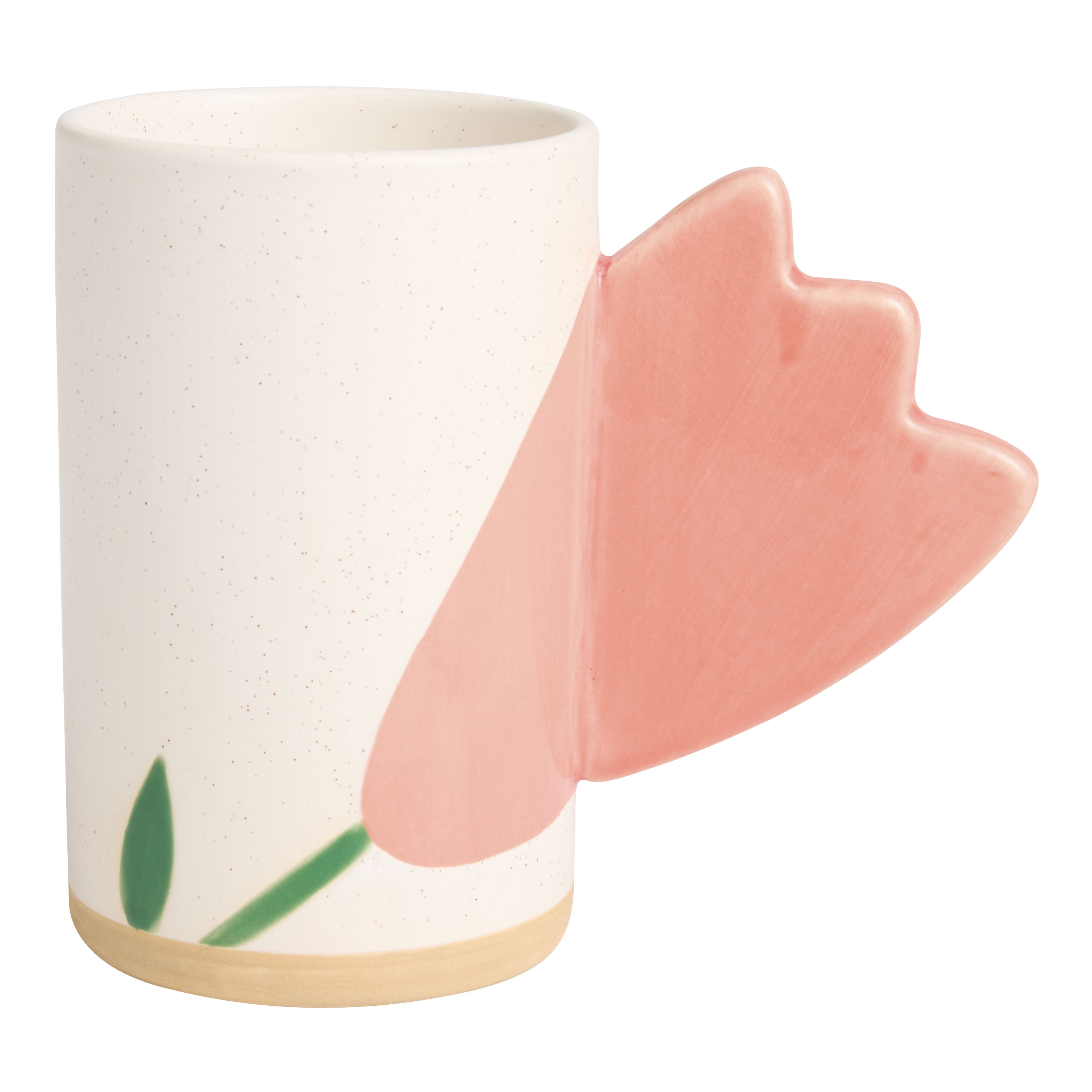 Speckled Hand Painted Ceramic Mug with Flower Handle | World Market