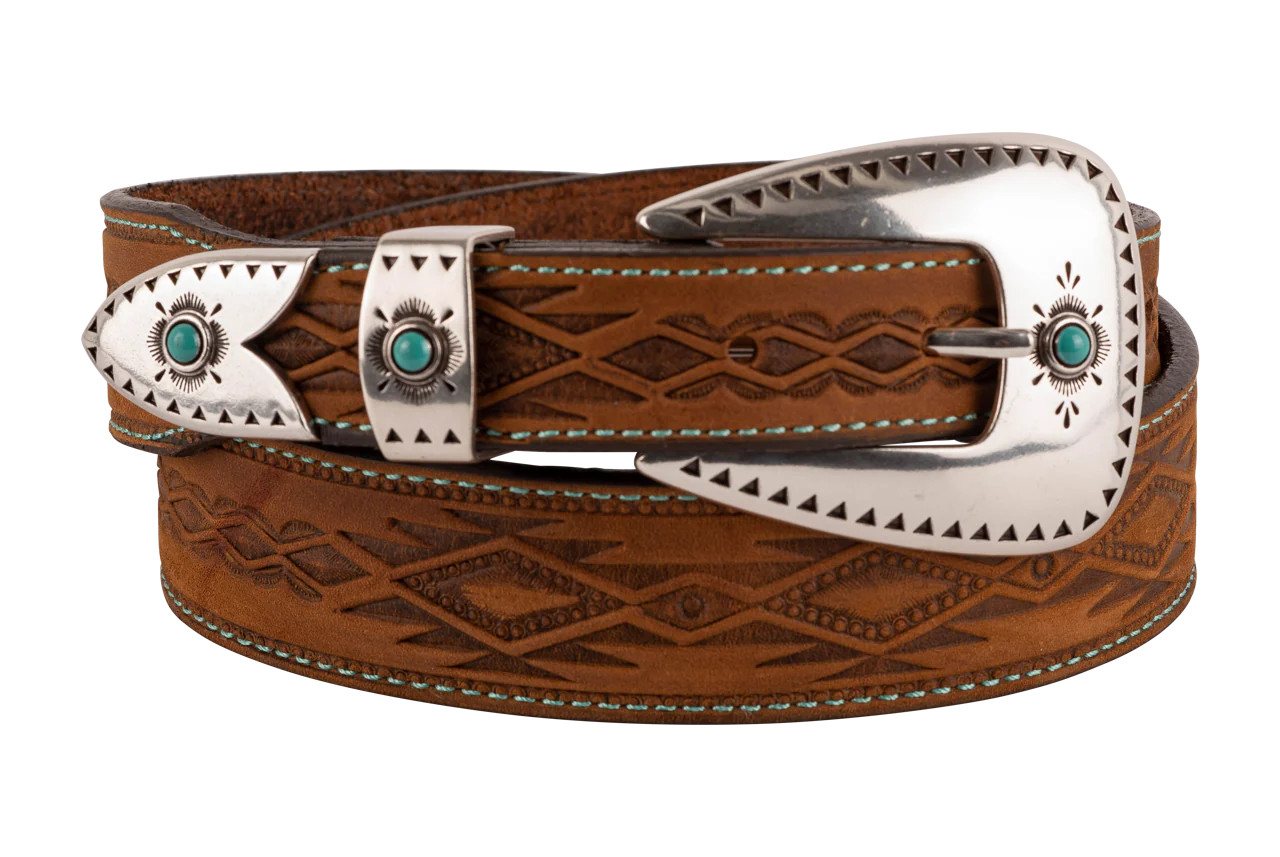 Tony Lama Dakota Brown Embossed Western Belt | Pinto Ranch | Pinto Ranch