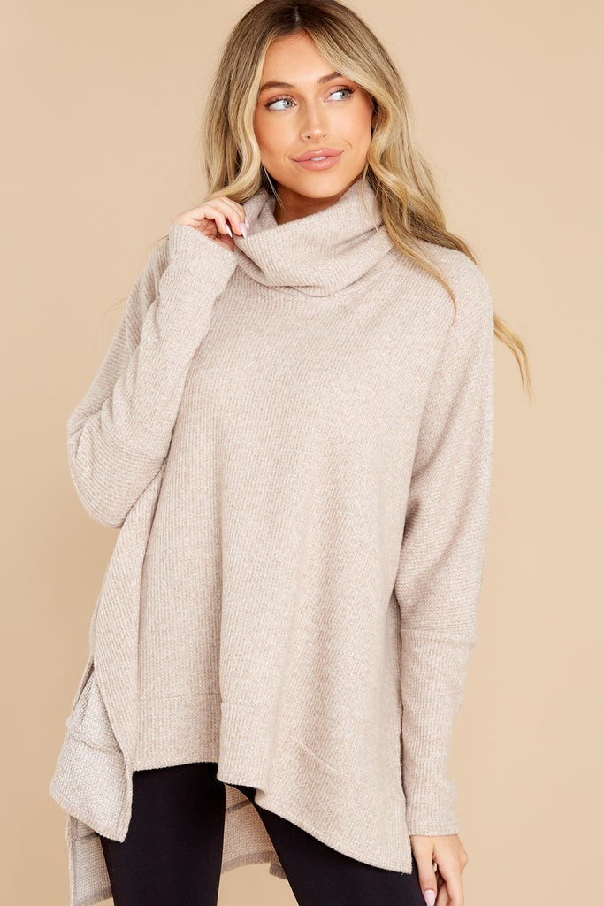 Chic Warmth Taupe Turtleneck Sweater | Red Dress 