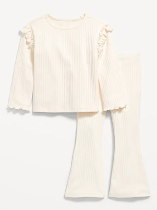 Long-Sleeve Ruffle-Shoulder Top and Flare Leggings Set for Toddler Girls | Old Navy (CA)