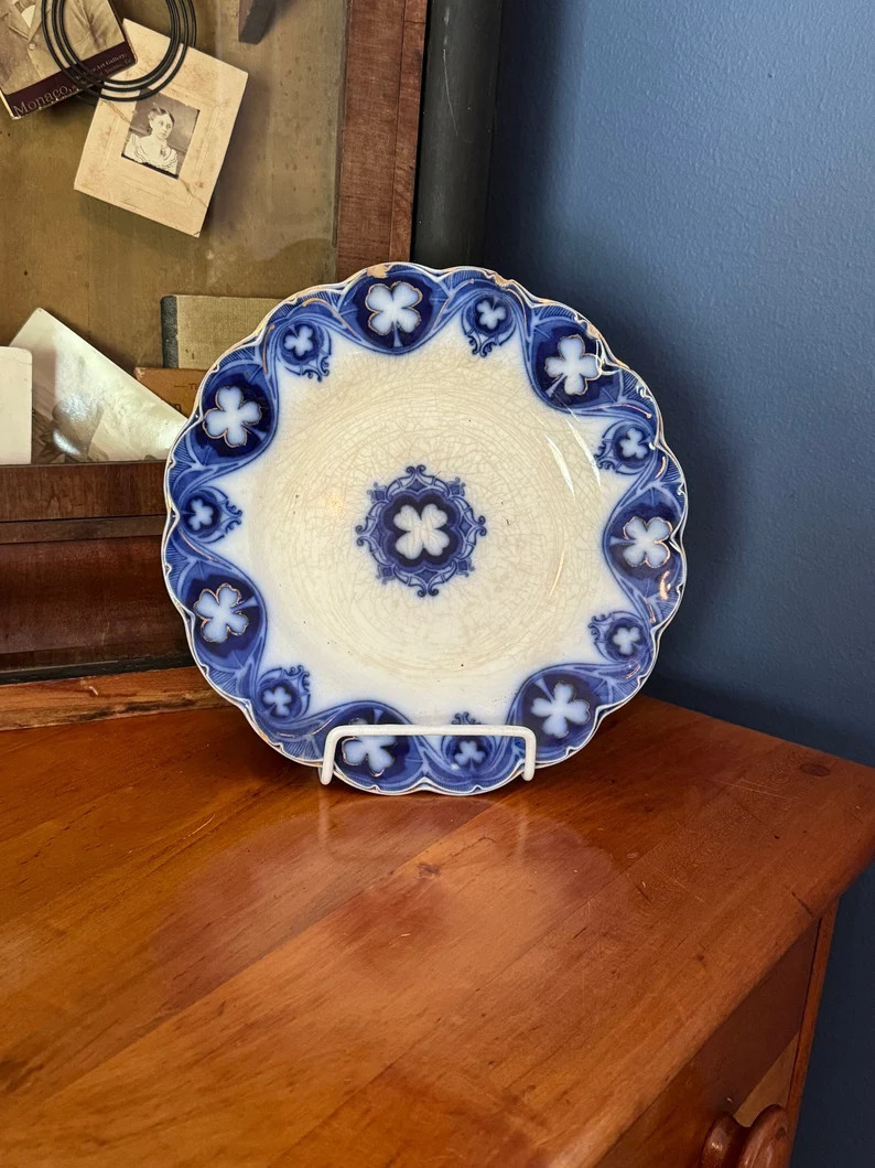Hard to Find Flow Blue Johnson Brothers Plate Vintage Dinnerware Savoy Four Leaf Clover Pattern A... | Etsy (US)