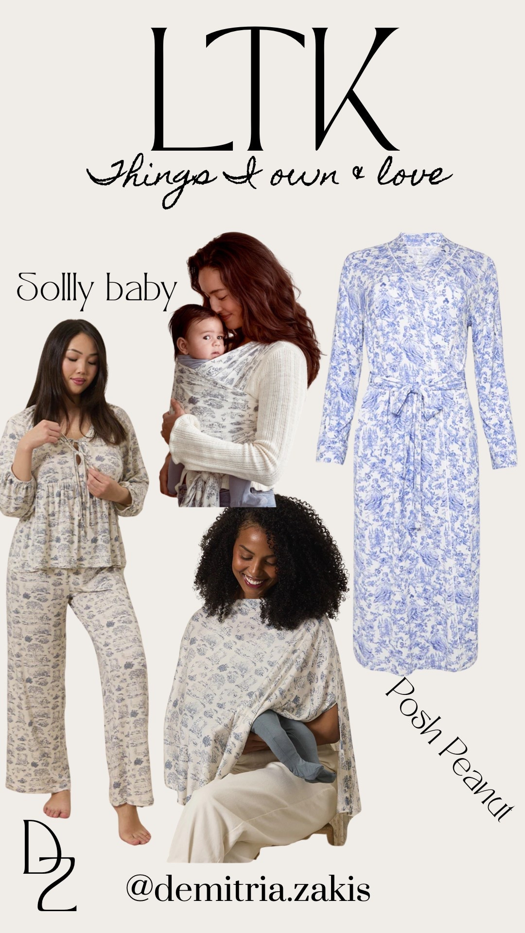 Postpartum recovery comfy items in toile print 🩵 #postpartum #motherhood #mama #toile #sollybaby #poshpeanut 