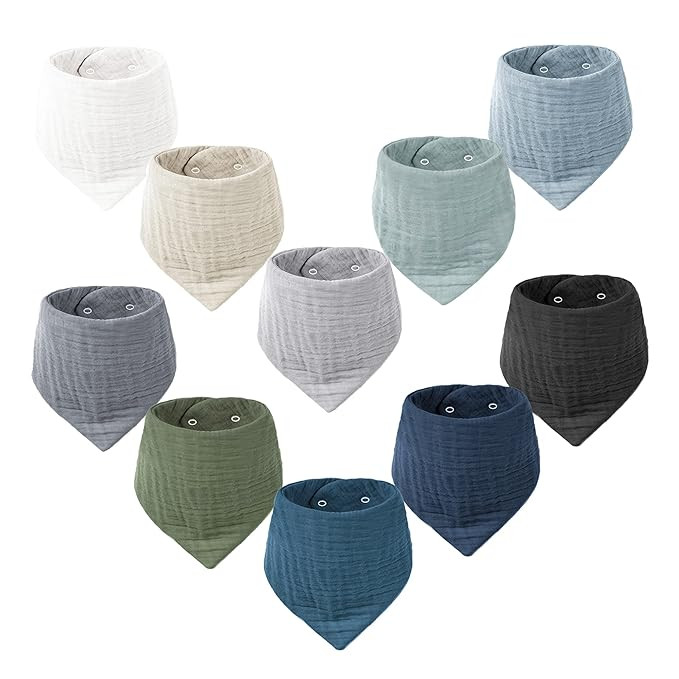 Konssy Muslin Baby Bibs 10 Pack Baby Bandana Drool Bibs 100% Cotton for Unisex Boys and Girls, So... | Amazon (US)