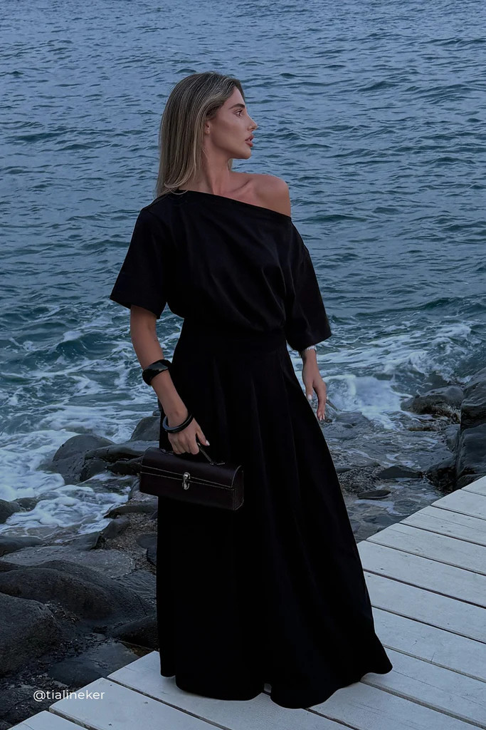 ESME BLACK ASYM MAXI DRESS | DISSH