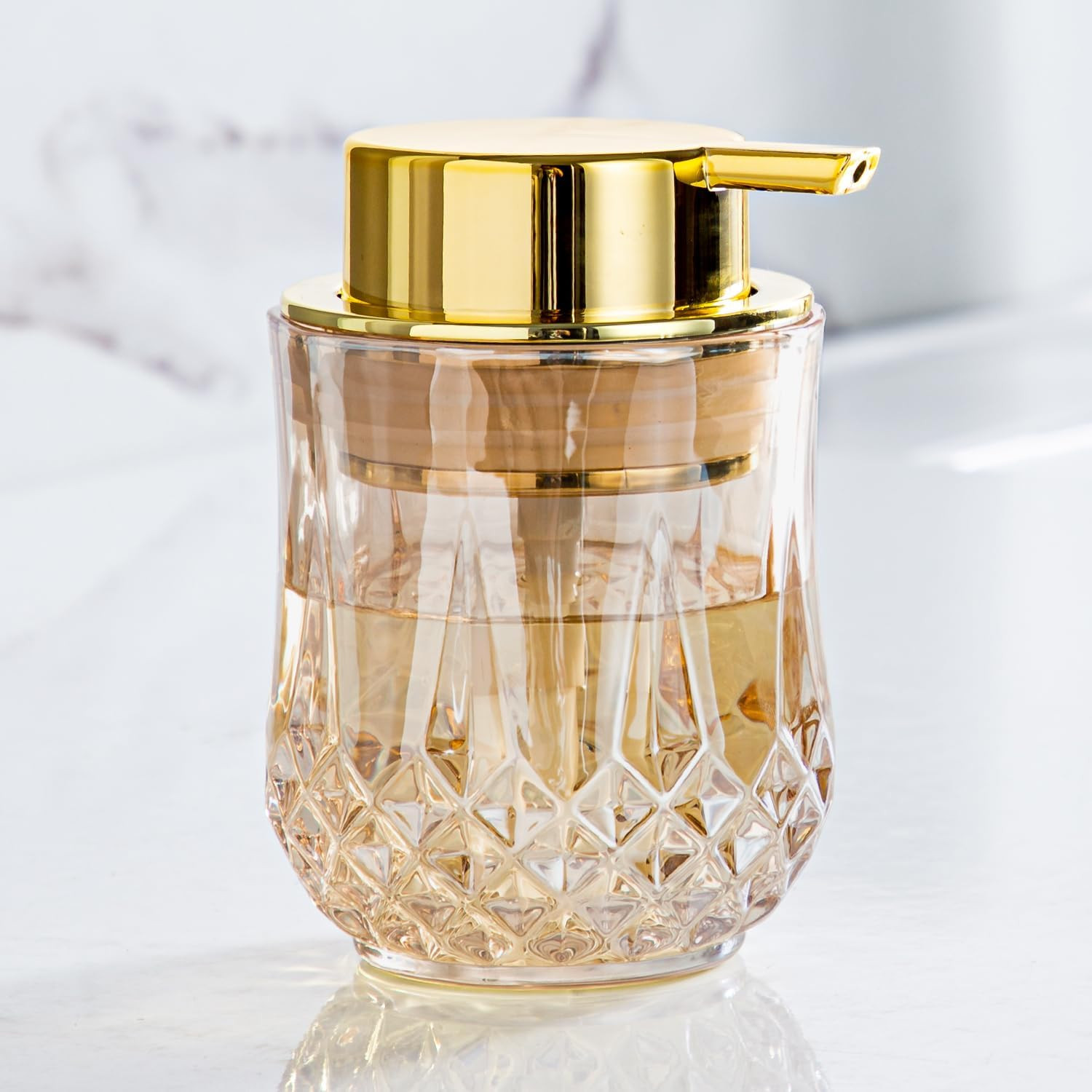 Glass Soap Dispenser, Gold Hand Soap Dispenser Crystal Small Design | Amazon (US)