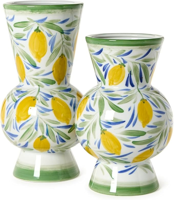 Two's Company Lemon Grove Hand-Painted Lemon Vases, Set of 2, 12-Inch, Multicolor | Amazon (US)