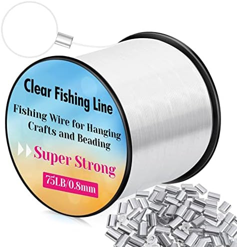 Hanging Wire Clear, Acejoz Thick Fishing Line Nylon String Picture Frame Wire with 100Pcs Crimps ... | Amazon (US)