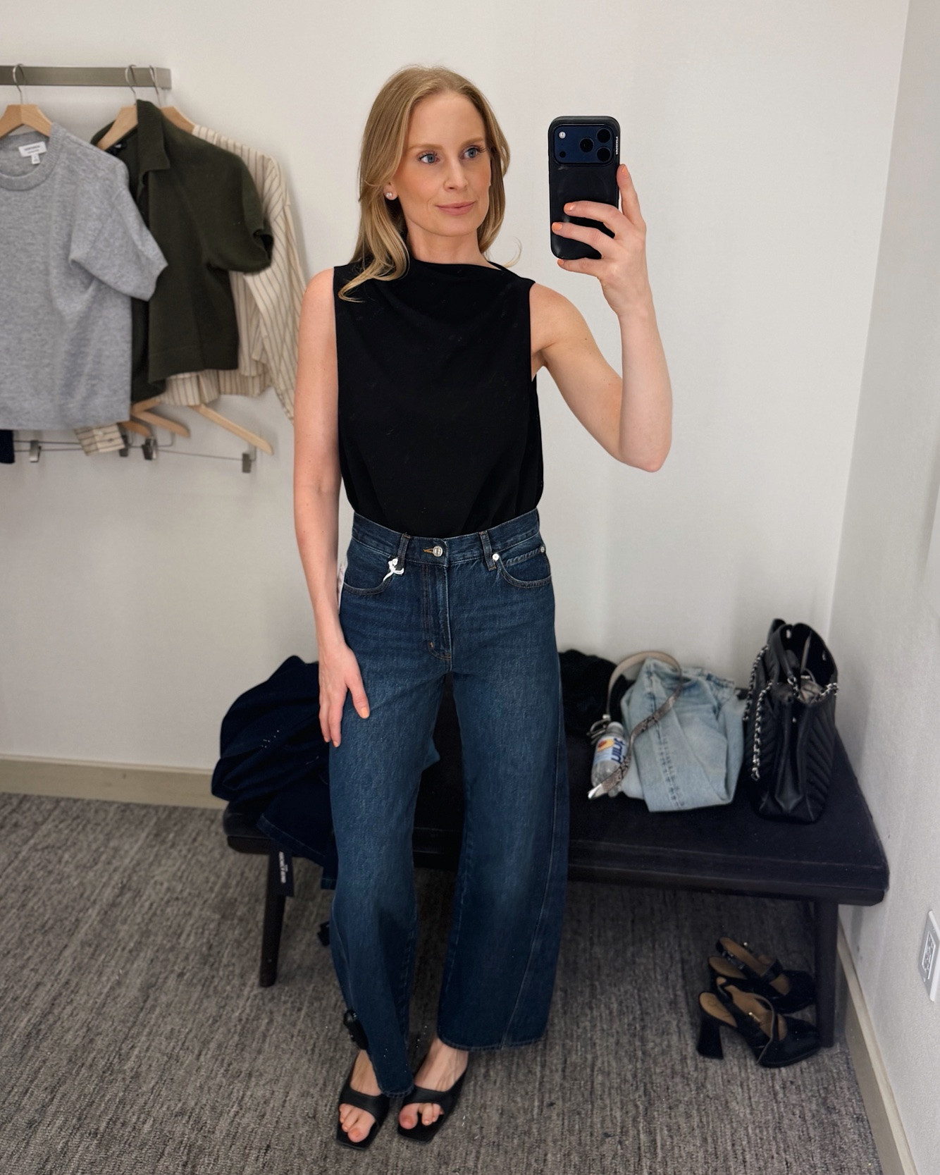 The chicest drape-neck top and dark wash jeans! Wearing an XS in the top and 25 in the jeans. Swipe for more pics! #nsale #nordstrom #anniversarysale

#LTKSaleAlert