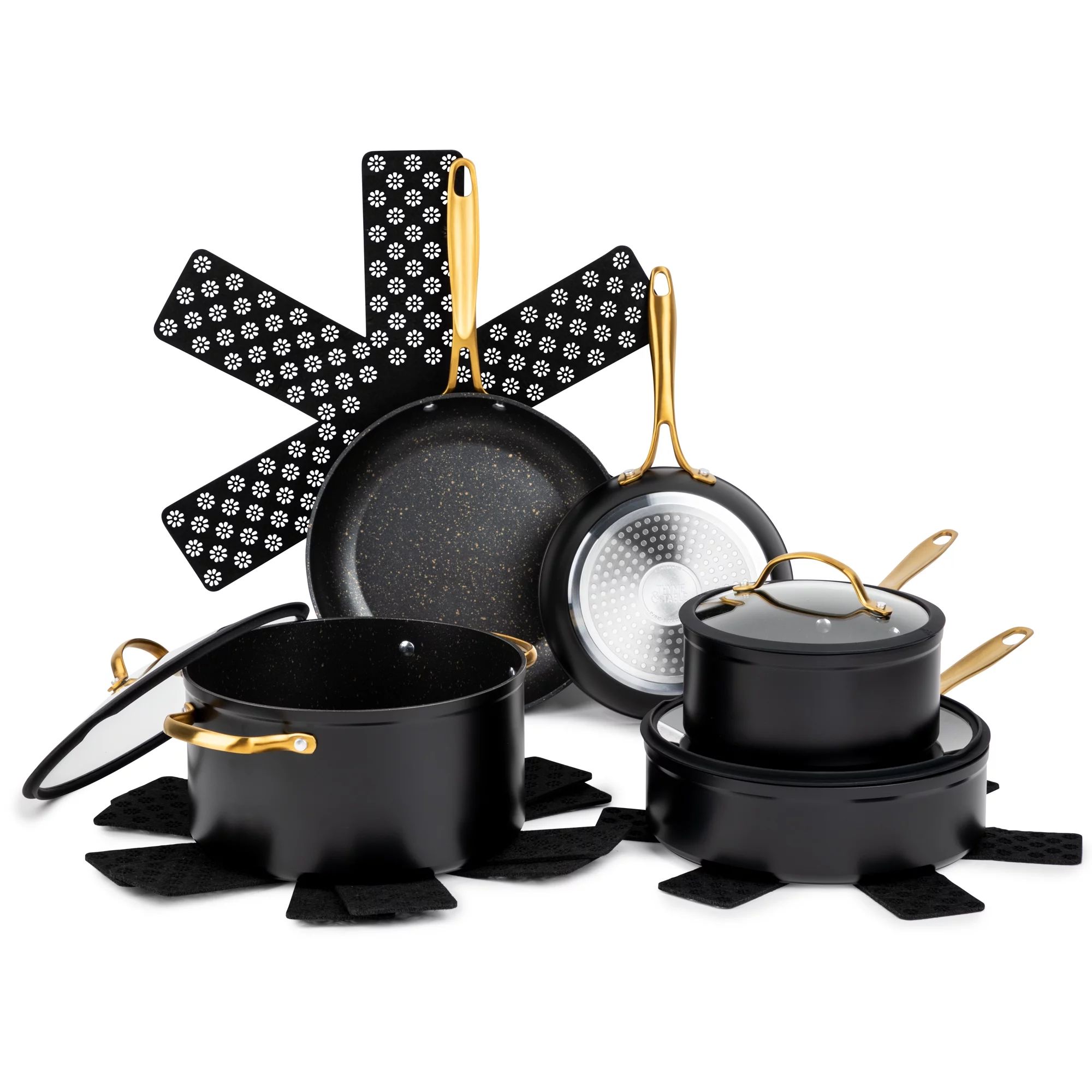 Thyme & Table Non-Stick 12 Piece Gold Pots And Pans Cookware Set | Walmart (US)