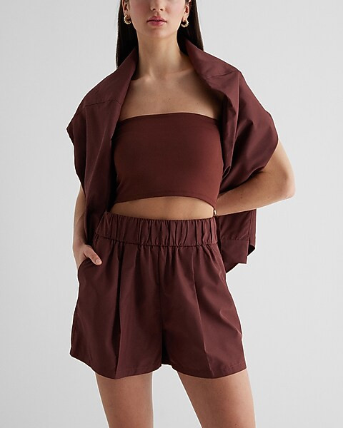 Stylist Super High Waisted Pleated Pull On Shorts | Express