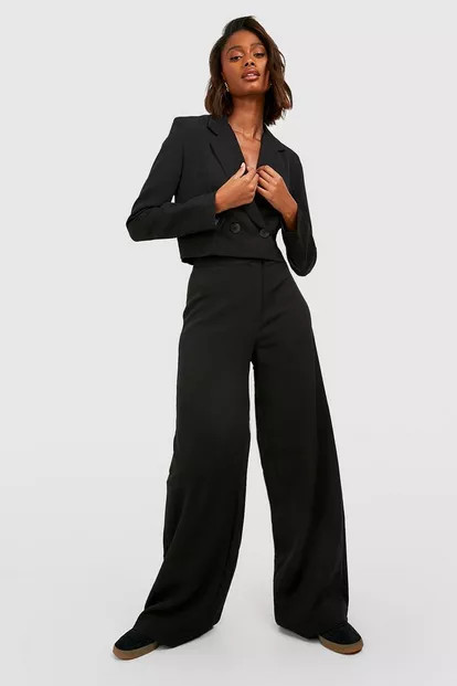 Woven Tailored Cropped Blazer | Boohoo.com (UK & IE)