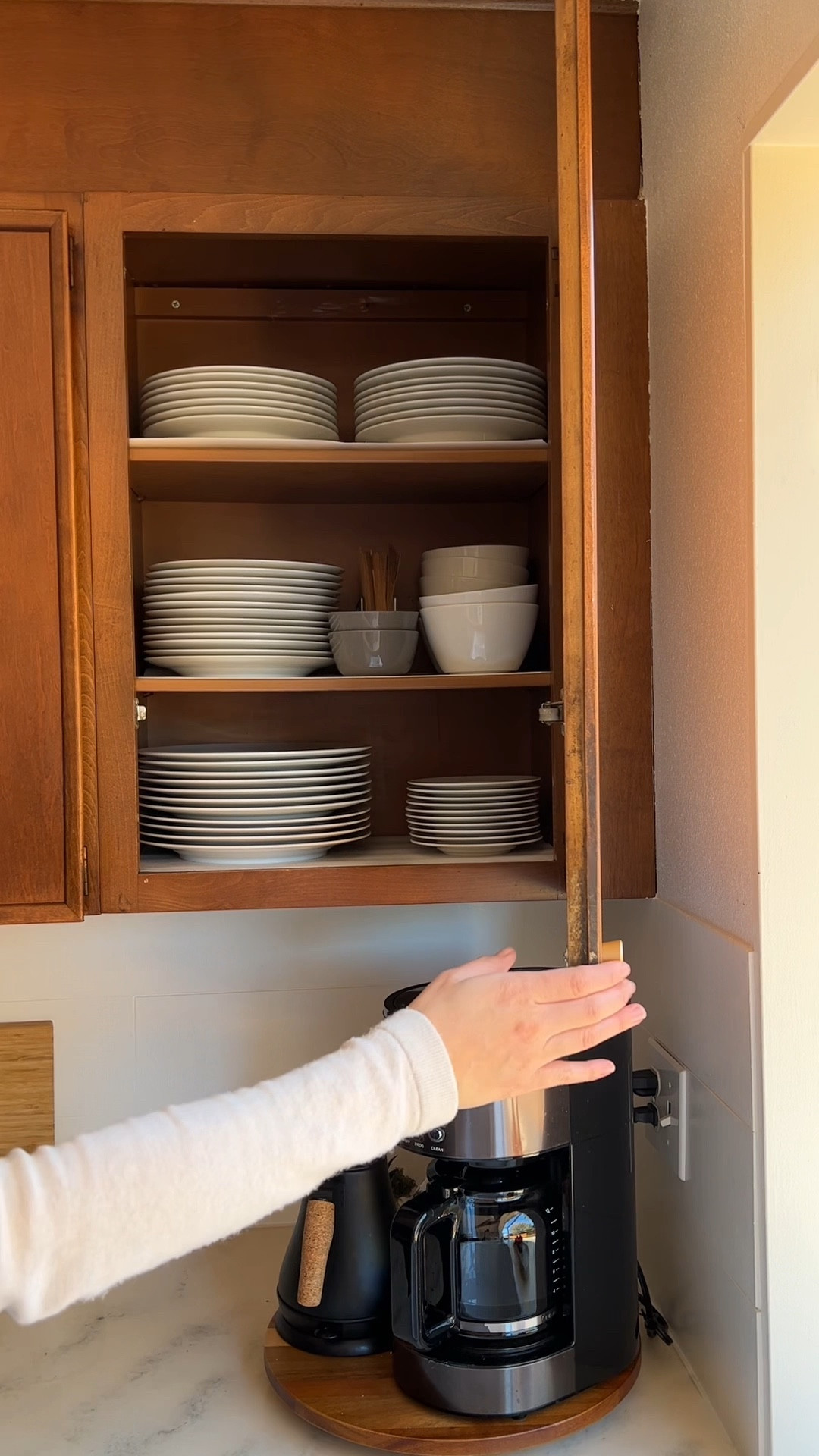 Cleaning out and reorganizing all the upper cabinets in my small kitchen!  I took everything out so I could give the cabinets and shelf liners a good wipe down.  As I was putting things back, I only put in my favorite glasses and mugs and donated the rest.   


#LTKhome