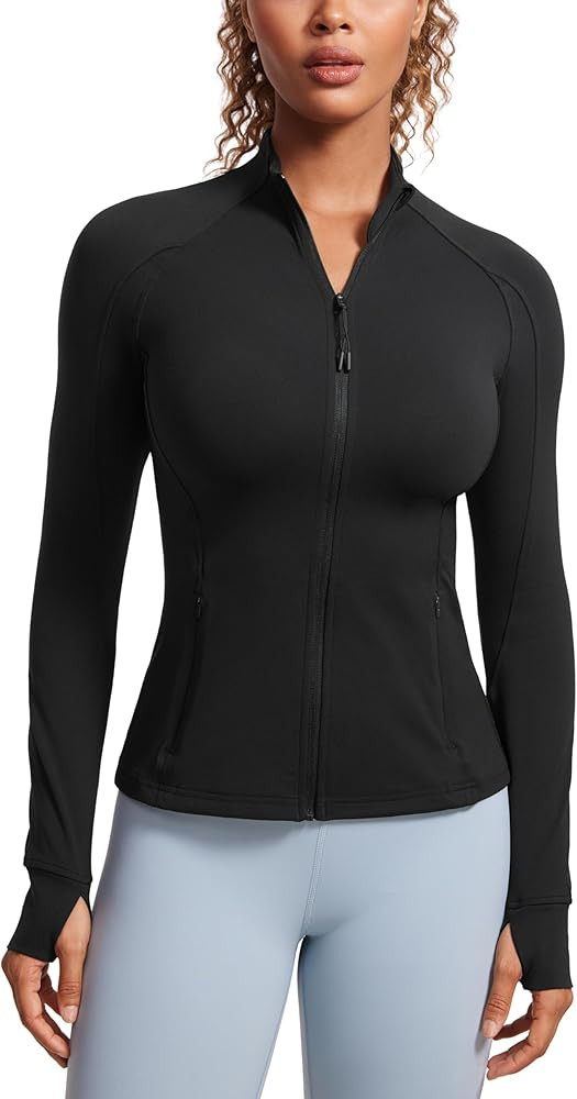 CRZ YOGA Butterluxe Womens Full Zip Workout Jackets Slim Fit Track Athletic Tops with Thumb Holes | Amazon (US)
