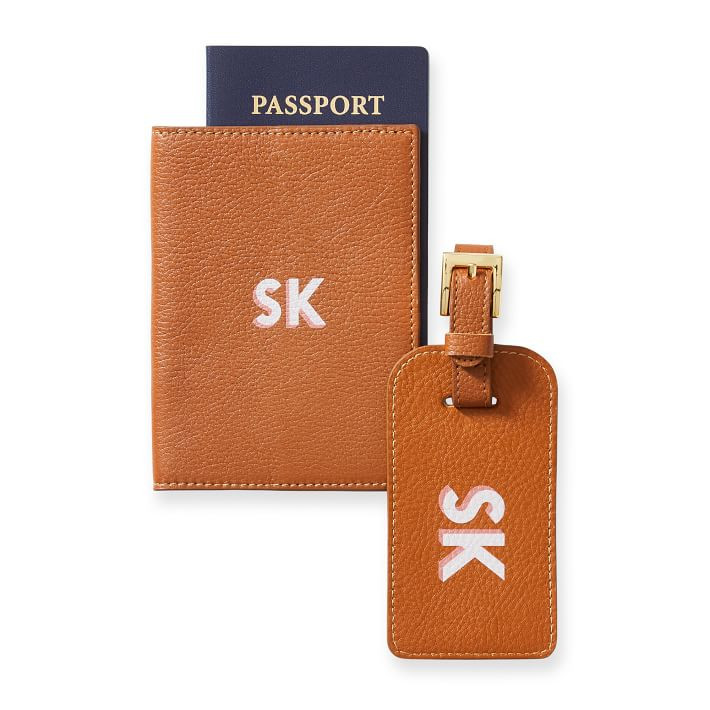 Leather Luggage Tag and Passport Case, Printed | Mark and Graham