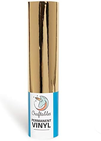 Chrome Gold Gloss Permanent Adhesive Craft Vinyl Roll 12" x 10' | Craftables Vinyl for Cricut, Si... | Amazon (US)