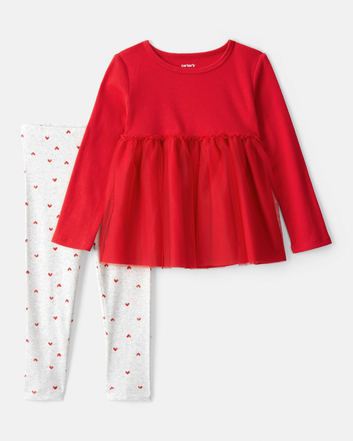 Toddler Girl Valentine's Day Heart Long-Sleeve Tee & Pant Set - Red | Carter's Inc