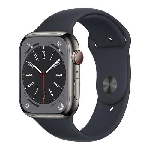 Apple Watch Series 8 (GPS + Cellular 41mm) - Graphite Stainless Steel with Midnight Sport Band, M/L (Renewed) | Amazon (US)