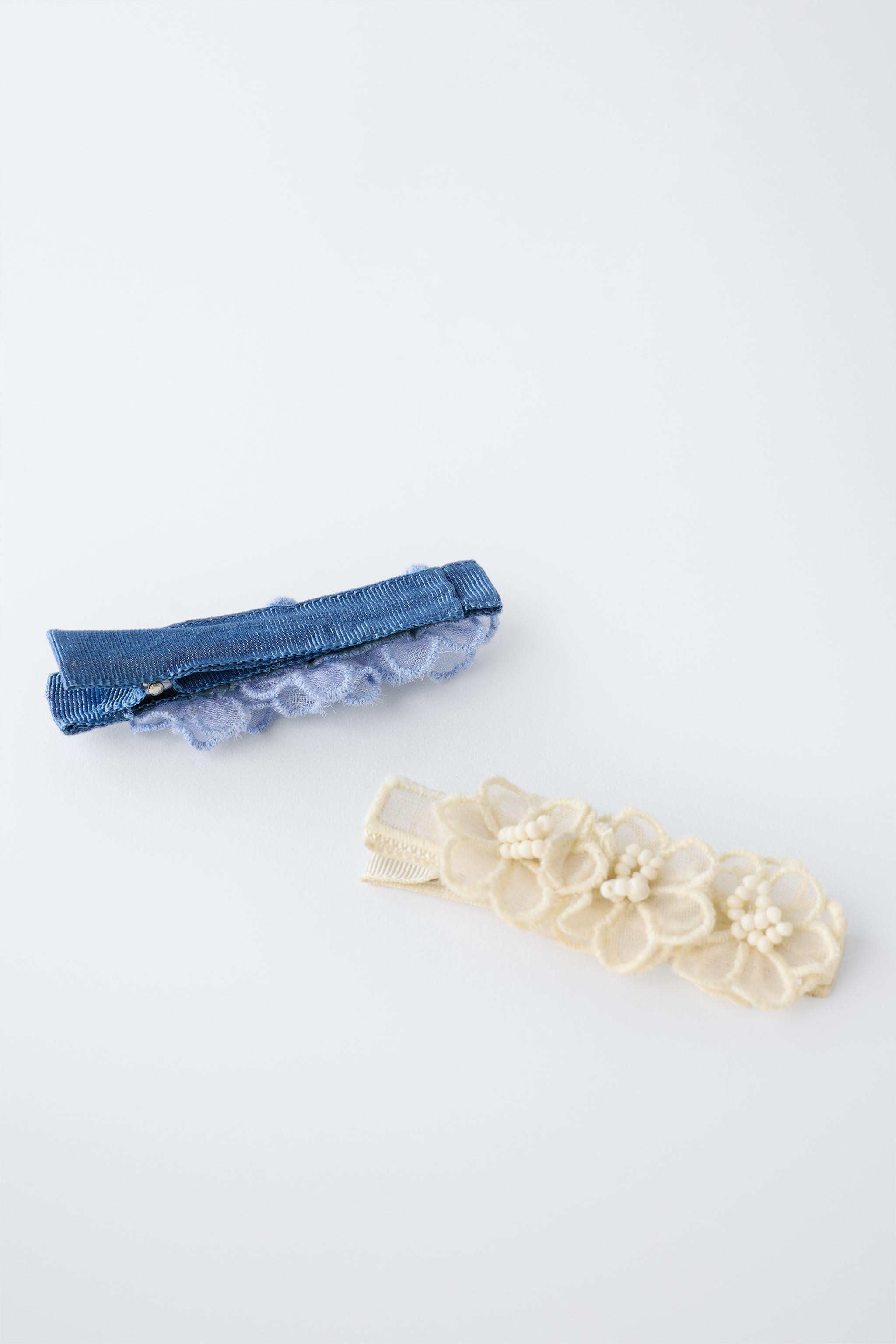 PACK OF TWO TULLE FLOWER HAIR CLIPS | Zara UK