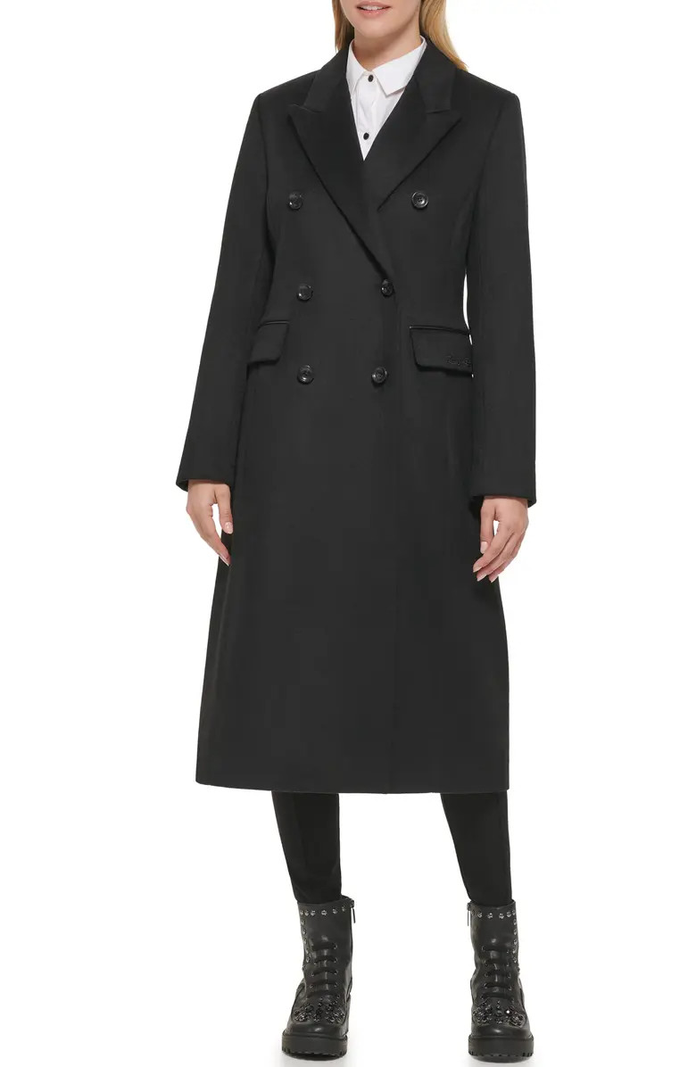 Karl Lagerfeld Paris Wool Blend Double Breasted Coat | Nordstrom | Nordstrom