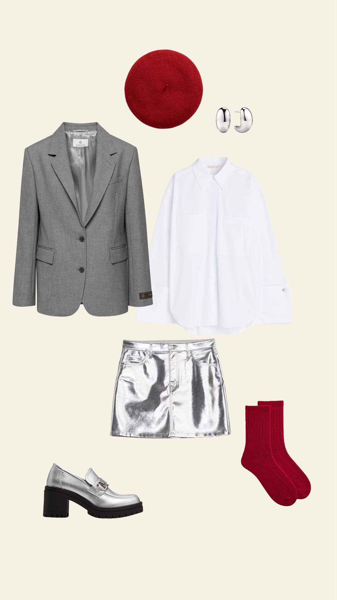 holiday outfit idea, holiday outfits, Christmas outfits, pop of red, silver skirt, mini skirt, beret, Parisian outfit


#LTKstyletip #LTKHoliday #LTKSeasonal